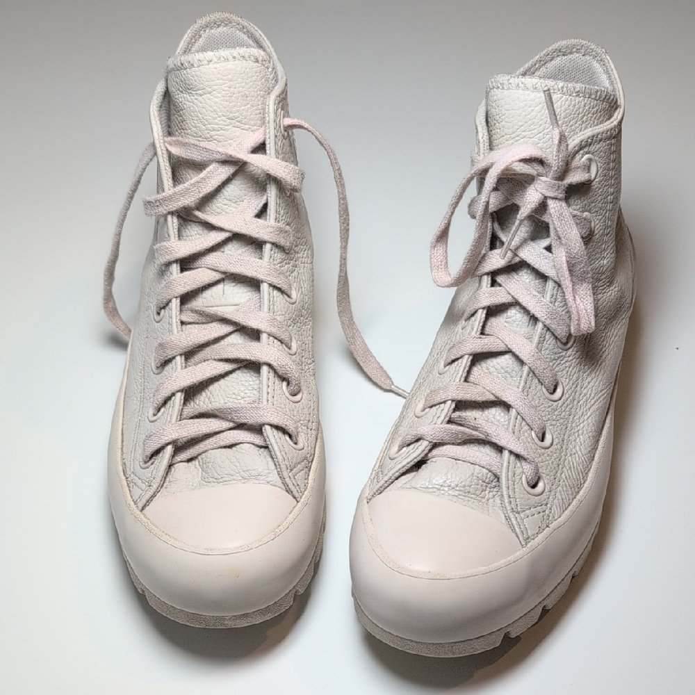Converse Women's Leather High-Top Sneakers - Cream Size 8 - Picture 2 of 7